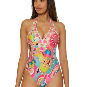 Trina Turk Multicolor Floral Swimsuit 8 NWT